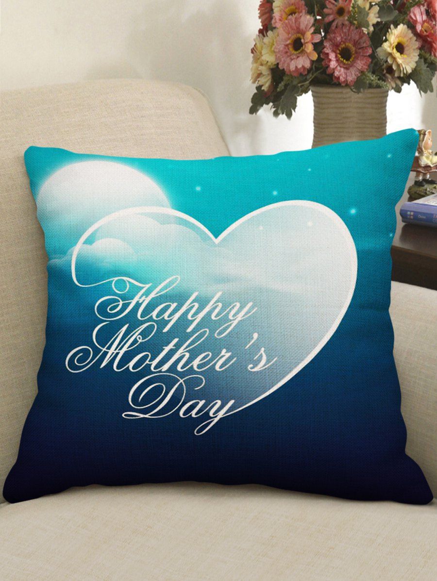 

Mother's Day Heart Cloud Printed Sofa Throw Pillow Case, Multi