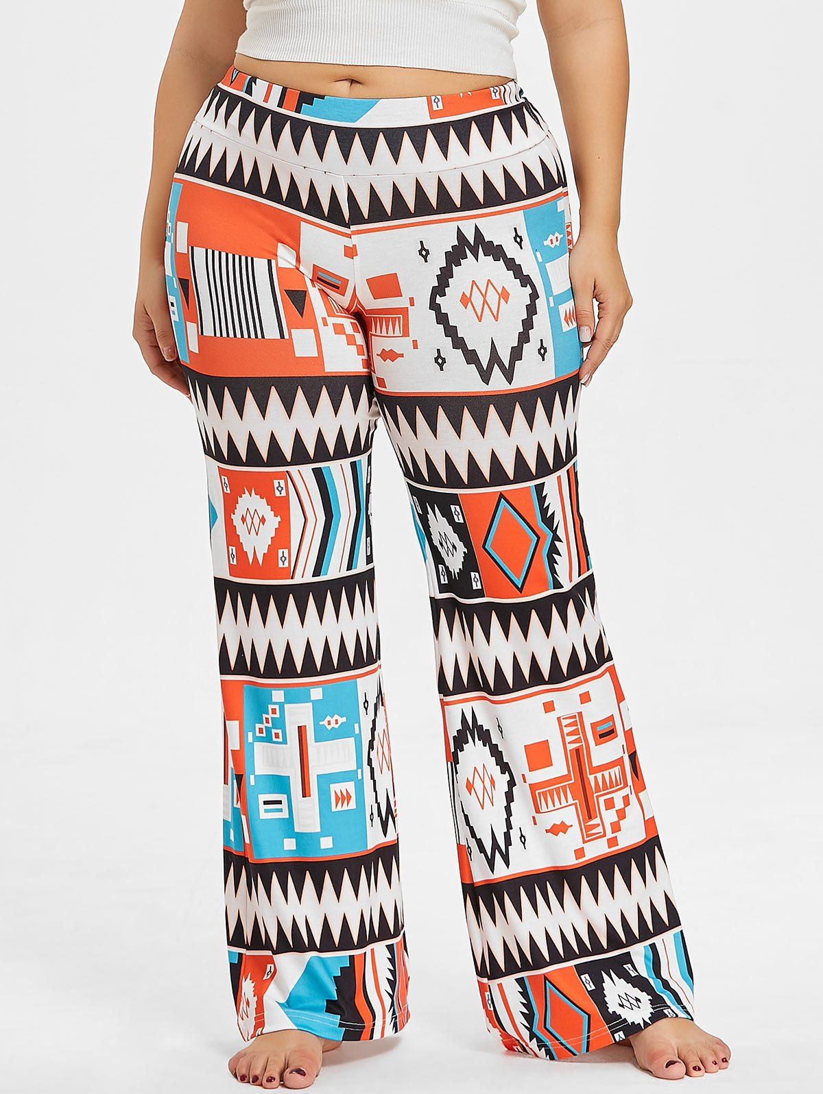 

Plus Size Geometric Palazzo Pants, Multi-a