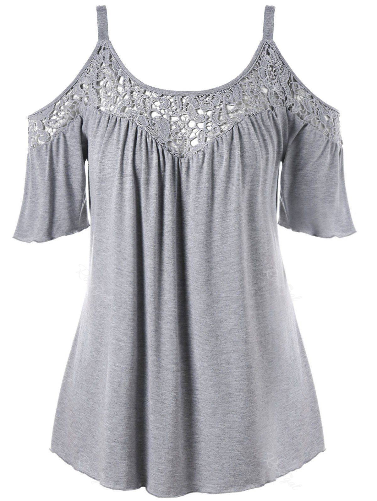 

Cold Shoulder Plus Size Half Sleeve Blouse, Gray