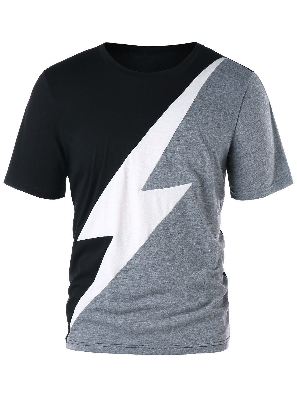 

Short Sleeve Color Block Lightning Graphic Tee, Colormix