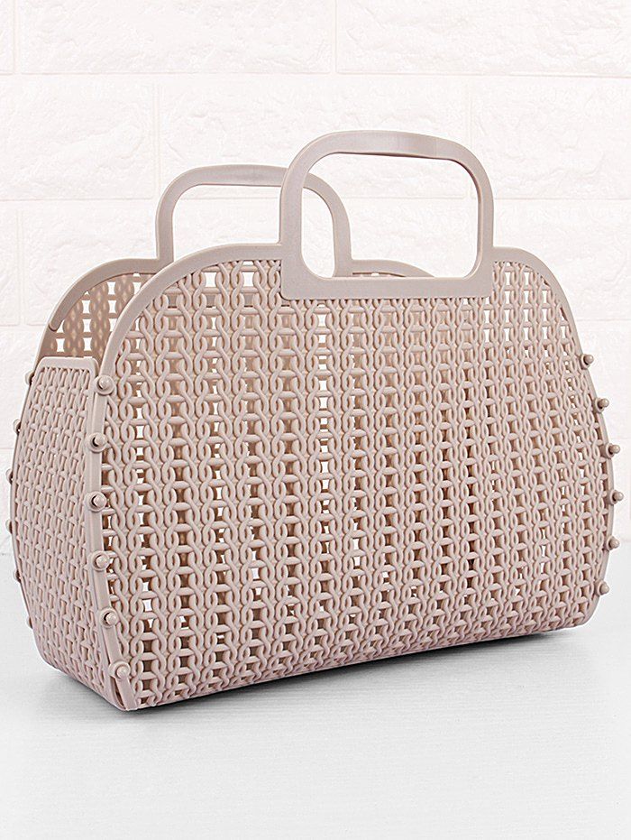 

Foldable Woven Handbag Storage Basket, Light khaki