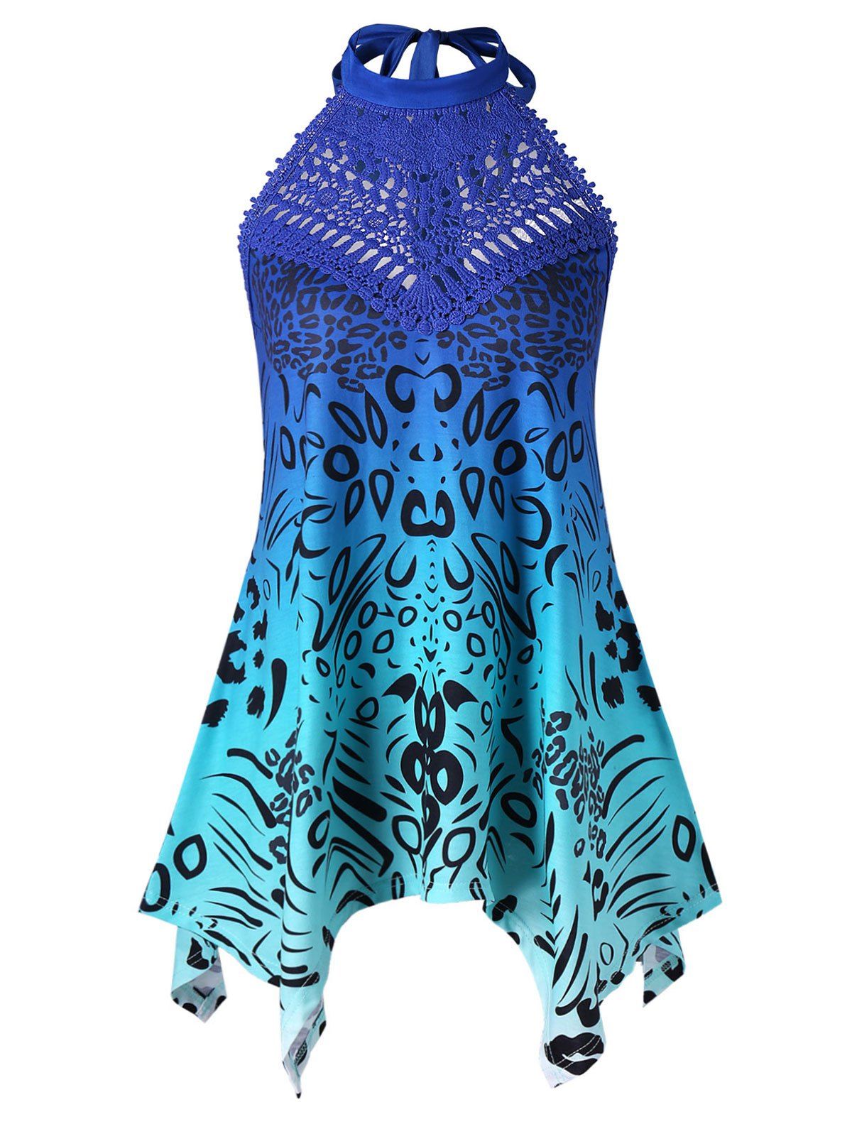

Plus Size Ombre Halter Neck Tank Top, Blue