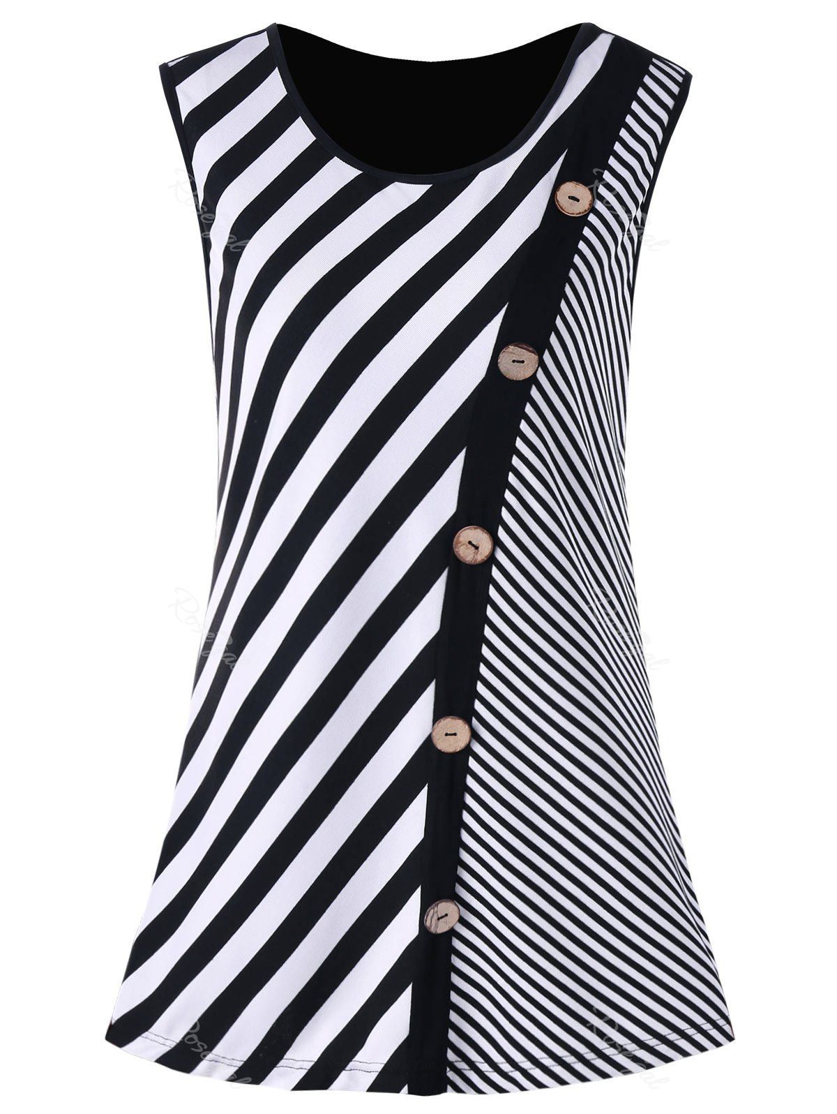 

Plus Size Striped Tank Top, Black white