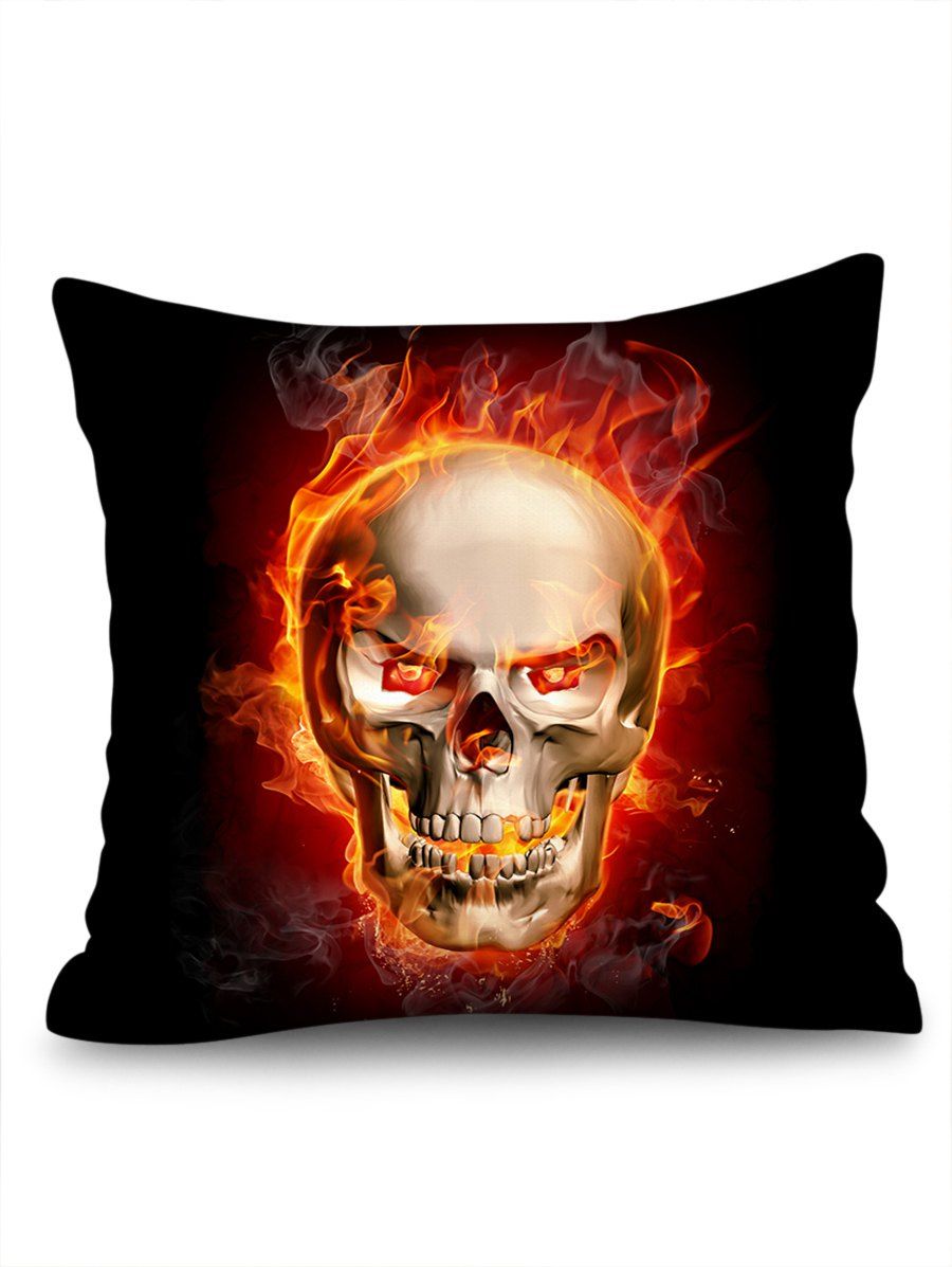 

Flame Skull Printed Sofa Pillowcase, Black