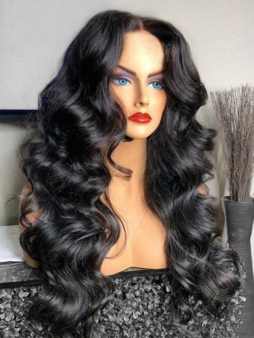 

Long Center Parting Body Wave Synthetic Wig, Natural black