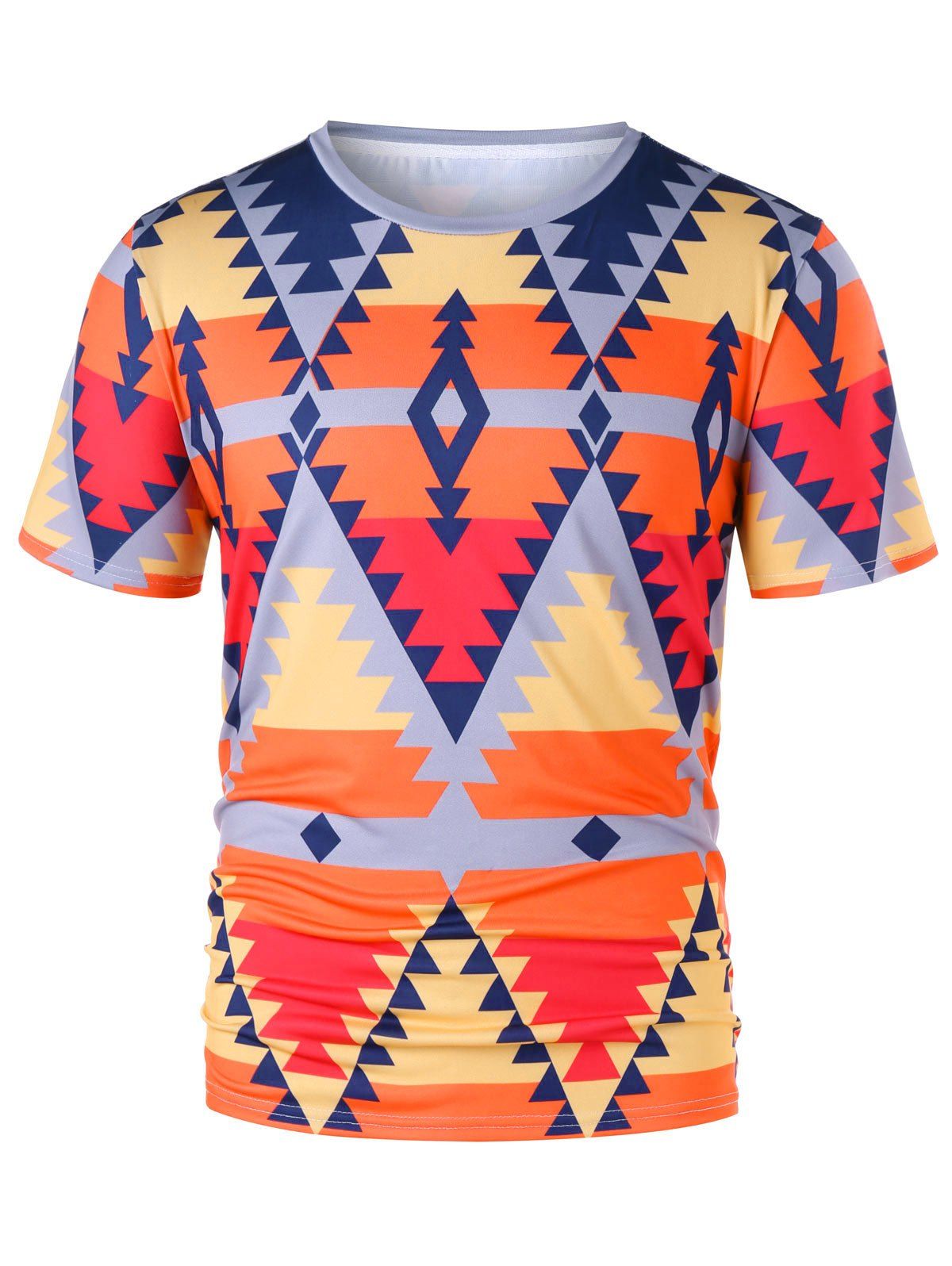 

Geometric Print Short Sleeve T-shirt, Colormix