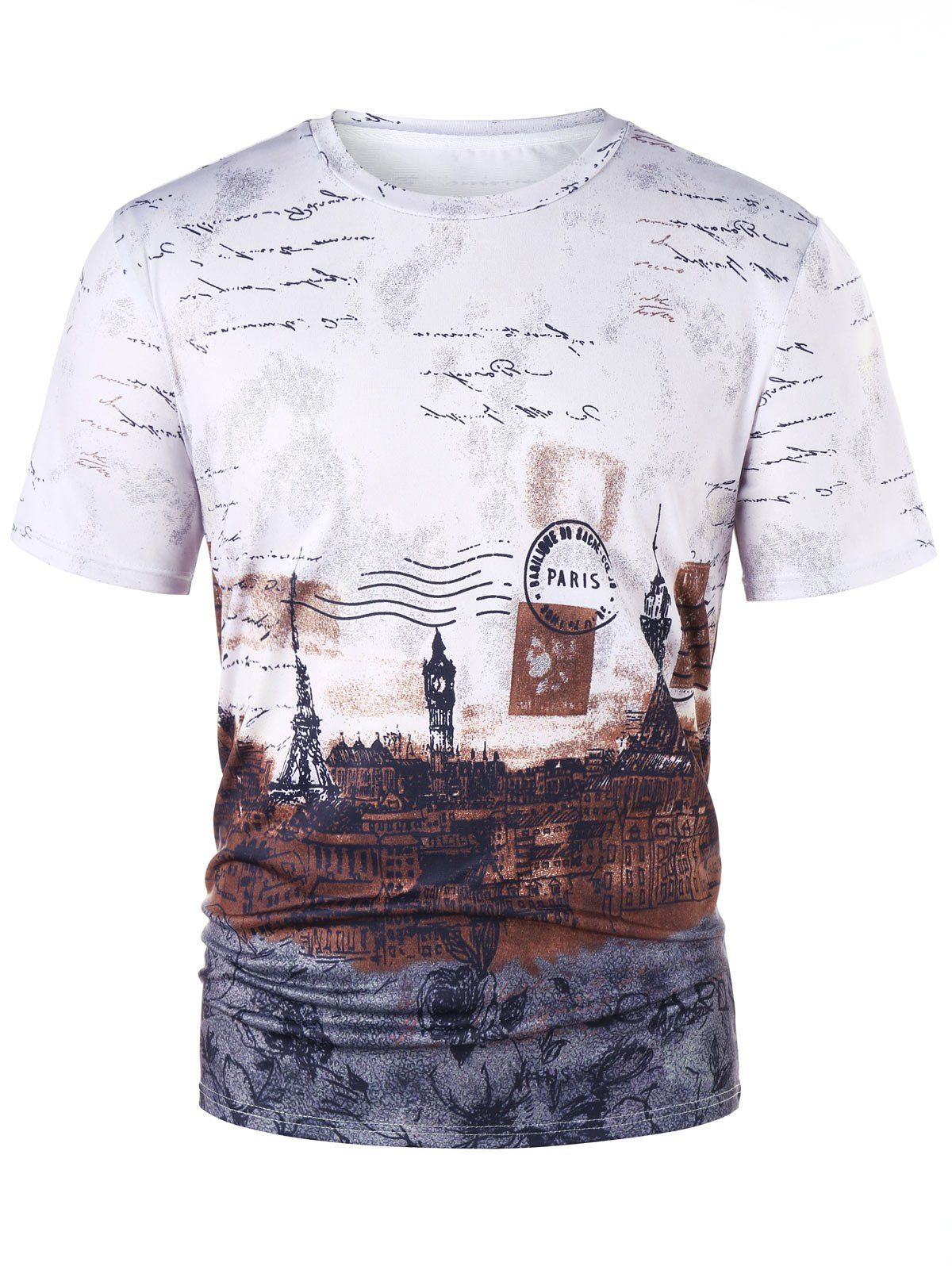 

European Stamp Print T-shirt, Colormix