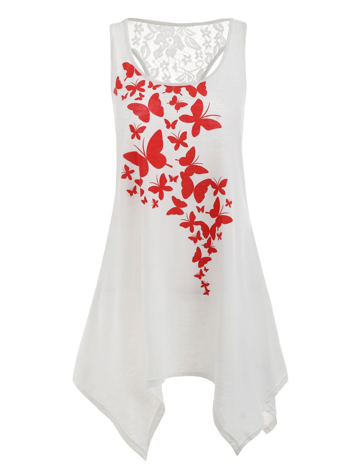 

Butterfly Print Asymmetrical Tank Top, White