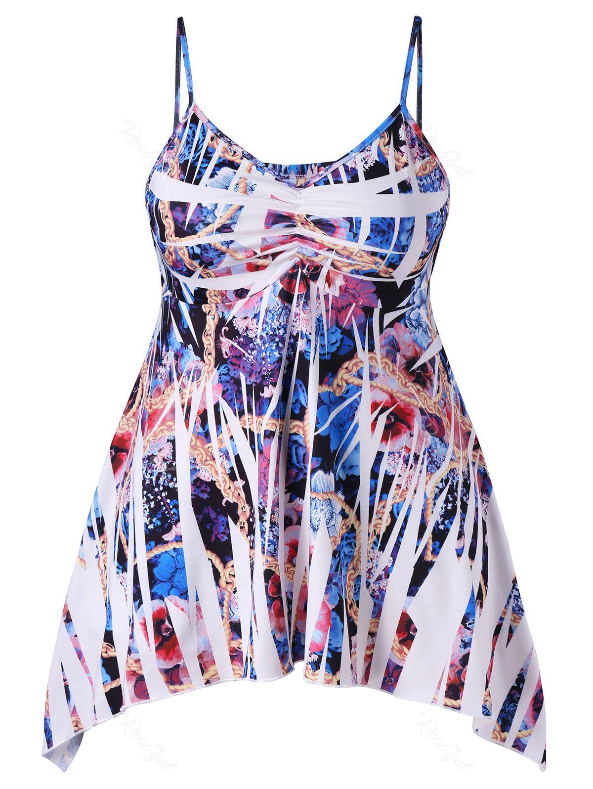 

Plus Size Floral Empire Waist Tank Top, Multi-a