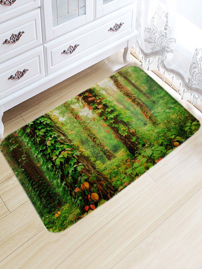 

Leaves Forest Print Floor Rug, Green