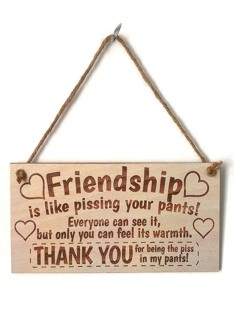 

Wall and Door Decor Friendship Signed Hanging Wooden Plaque, Burlywood