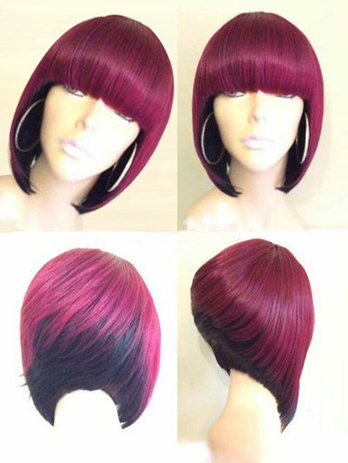 

Short Full Bang Colormix Straight Bob Synthetic Wig, Multi