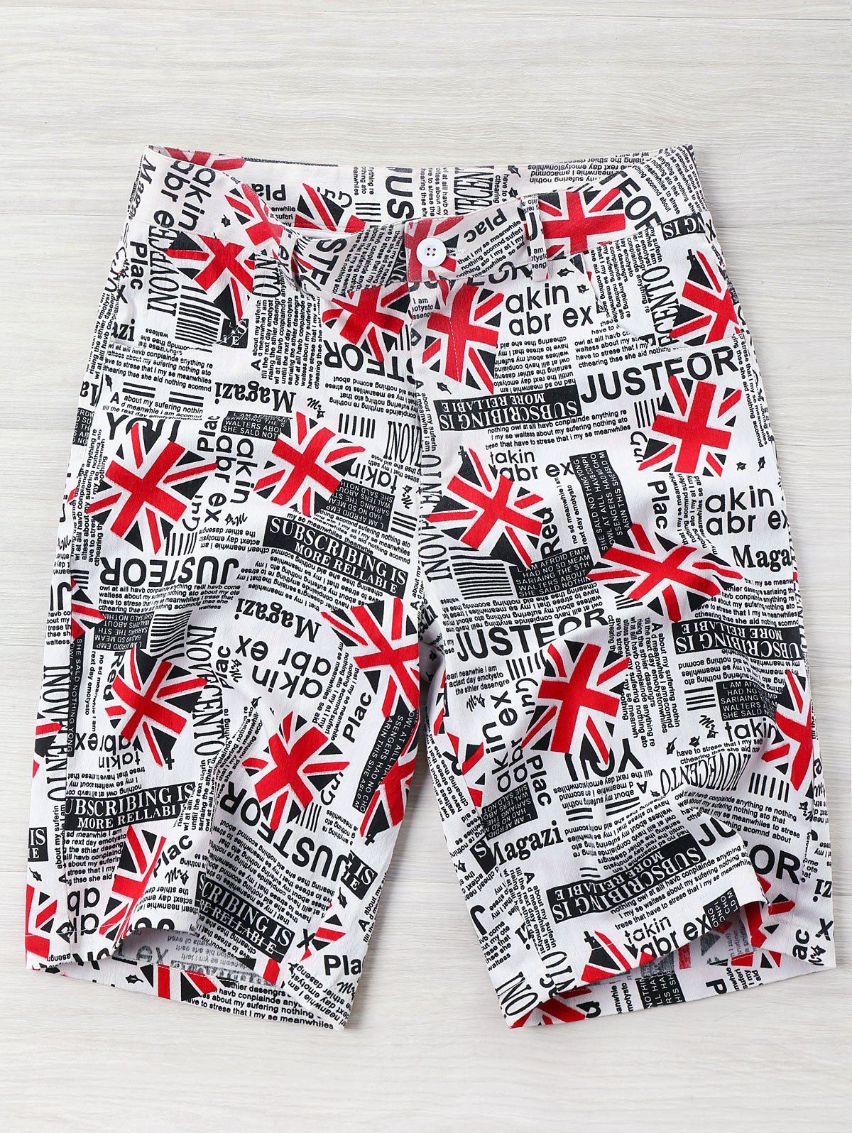 

High Rise Union Flag Newspaper Print Shorts, Colormix