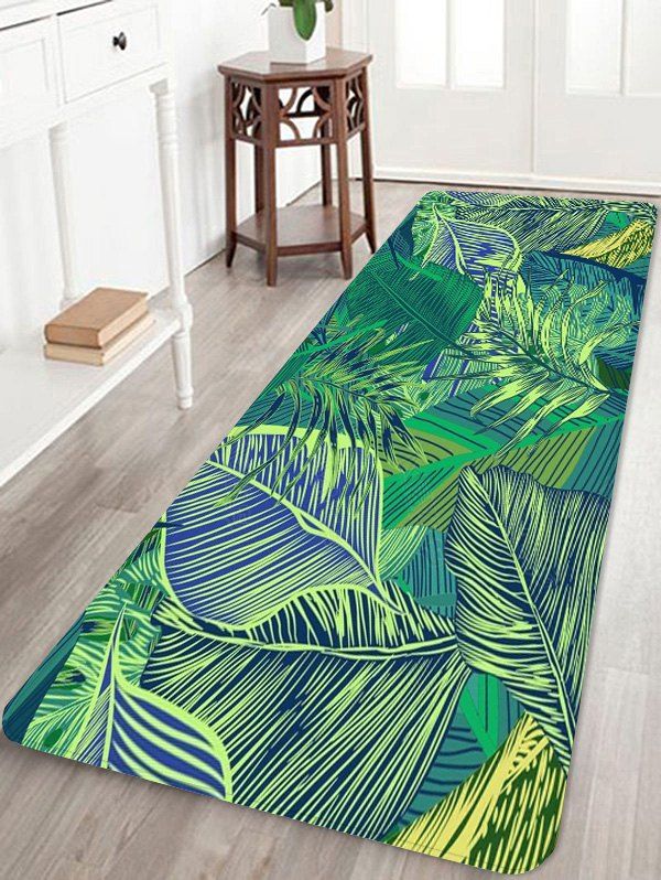 

Tropical Leaves Pattern Anti-skid Floor Area Rug, Green