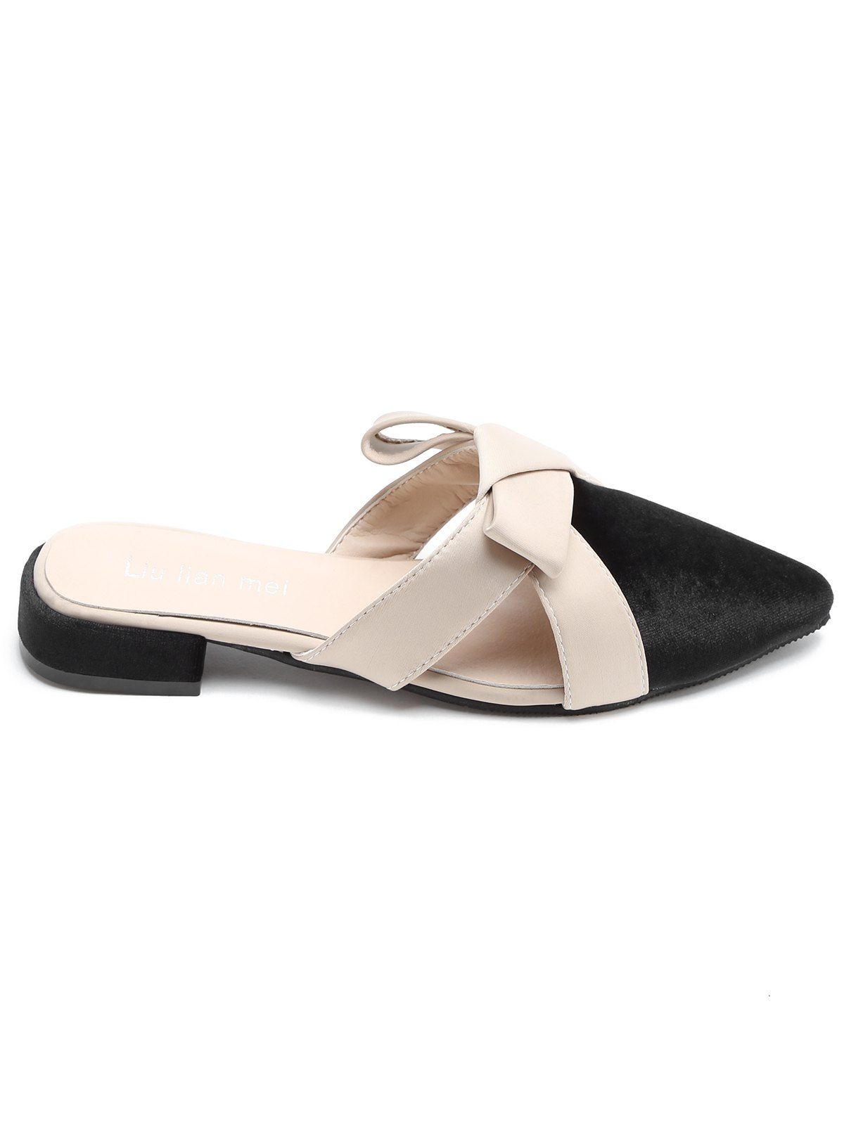 

Color Block Cross Strap Mules Shoes, Black