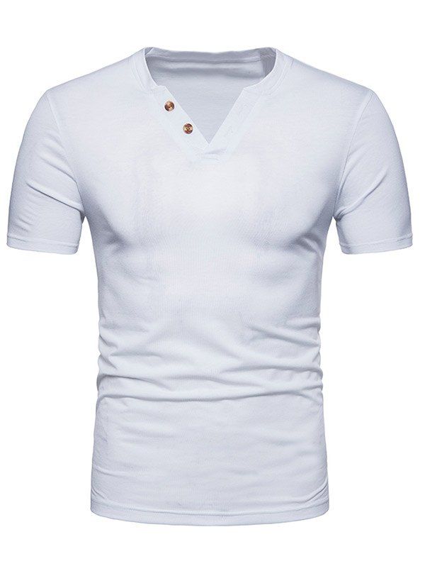 

Button Decorated Short Sleeve T-shirt, White