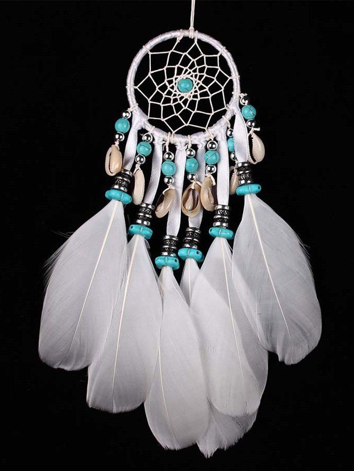 

Beads Shell Decorations Hanging Feathers Dream Catcher, White