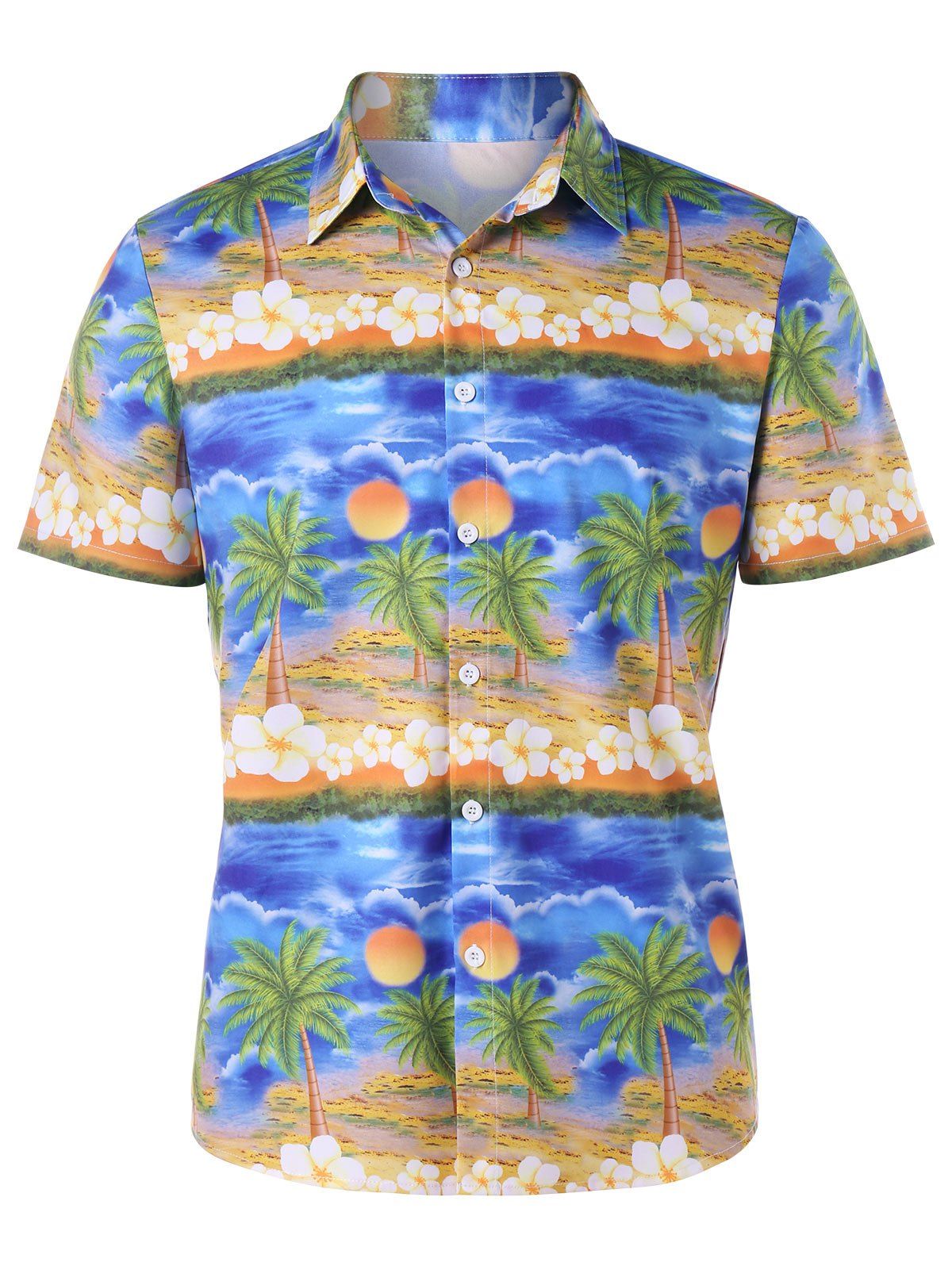 [65% OFF] Button Up Printed Beach Shirt | Rosegal