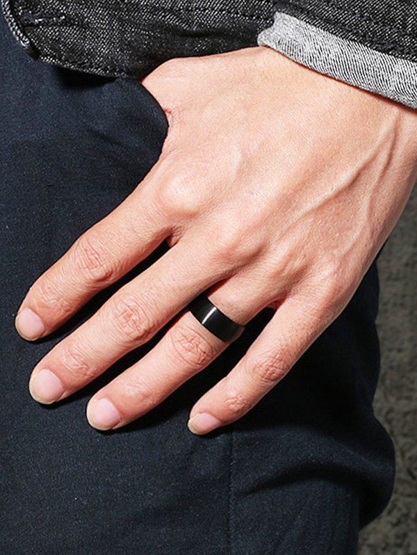 

Simple Metal Circle Finger Ring, Black