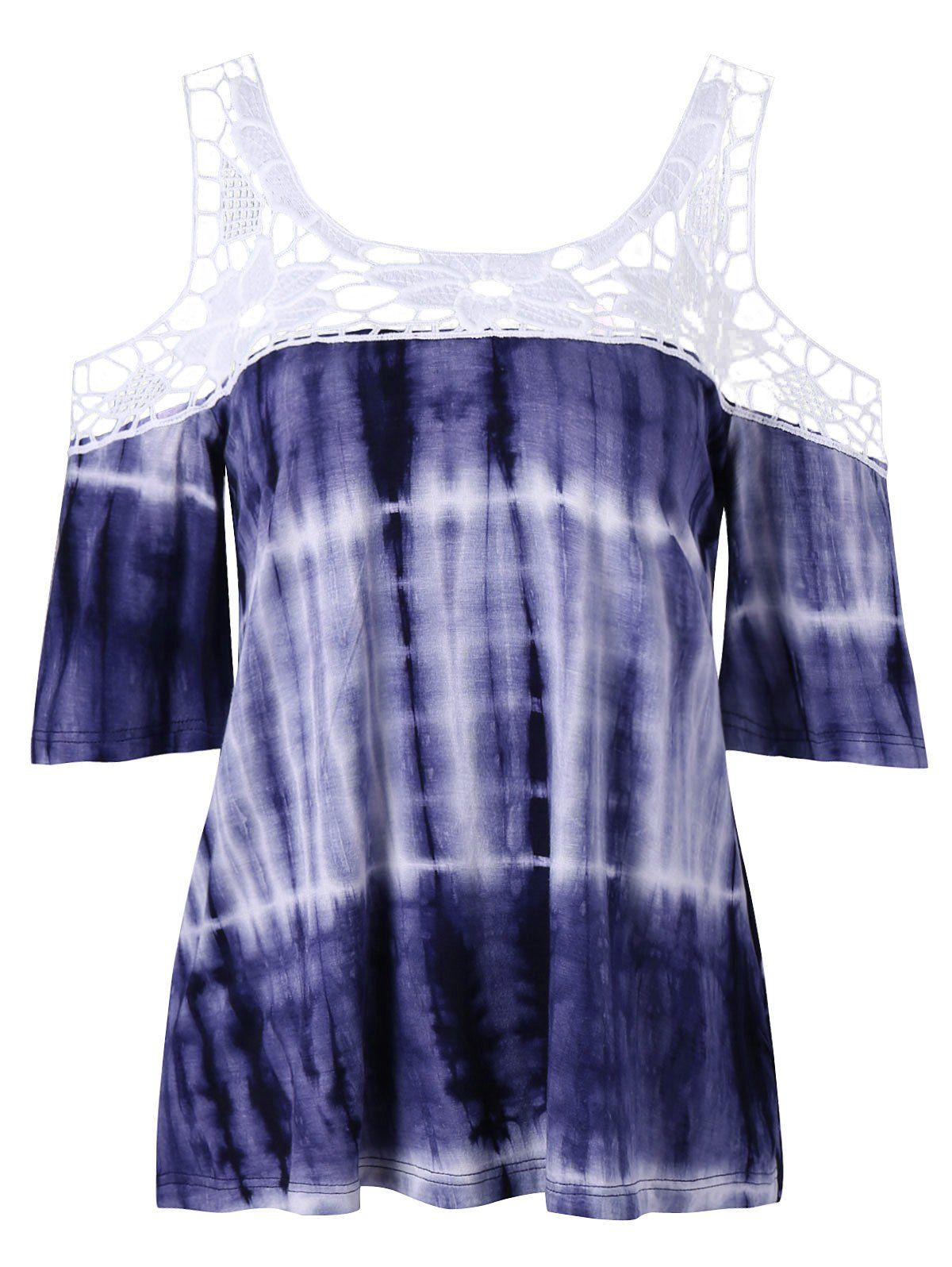 

Dip Dye Open Shoulder T-shirt, Deep blue