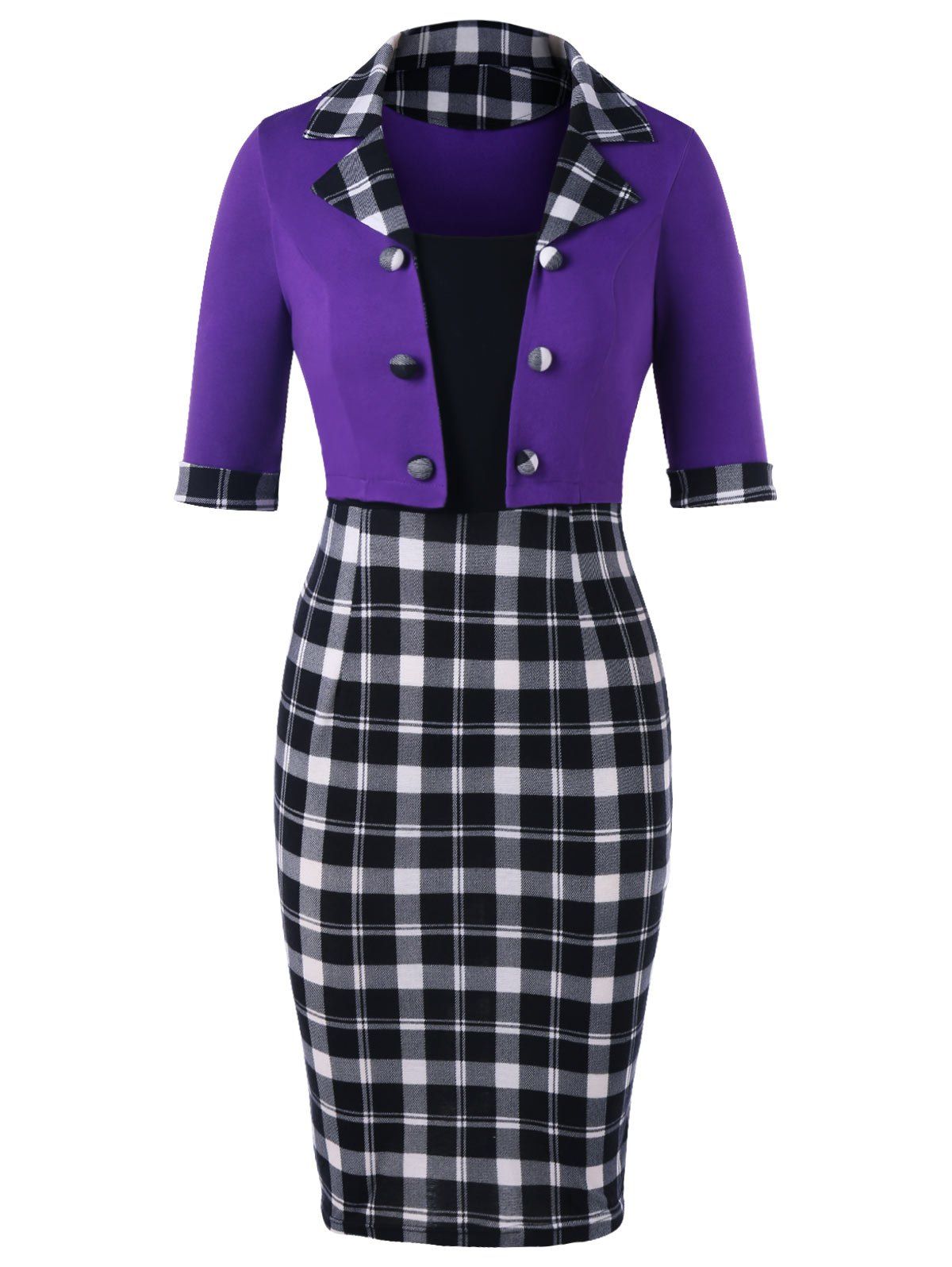 Purple Double Breasted Dress