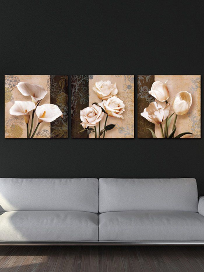 [44% OFF] Wall Decor Flowers Printed Split Canvas Paintings | Rosegal