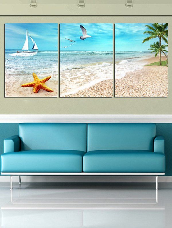 

Starfish Beach Scenery Printed Unframed Canvas Paintings, Multi