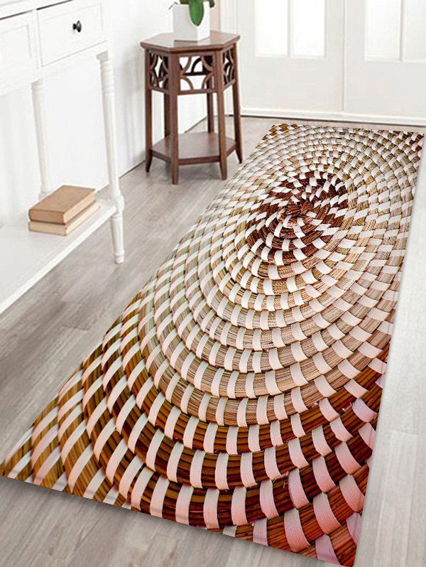 

Straw Weaving Pattern Water Absorption Area Rug, White