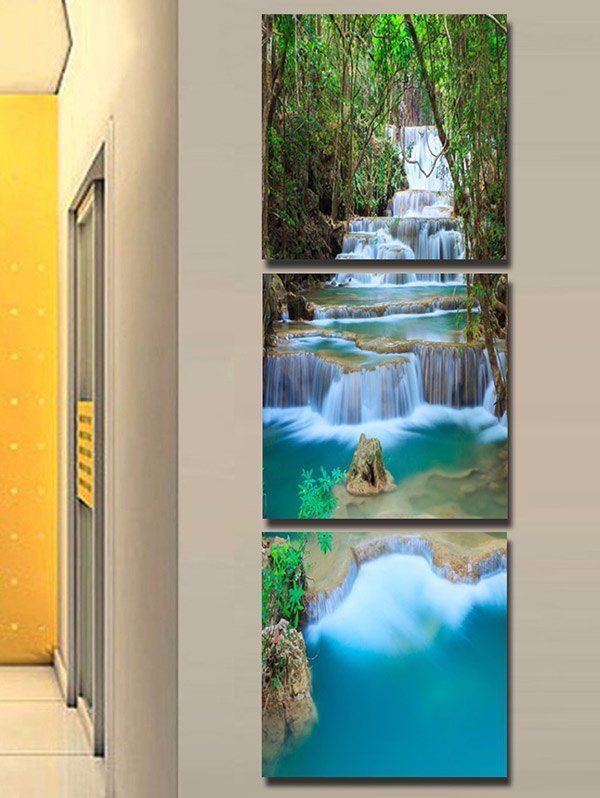 

Forest Cascade Falls Printed Wall Art Split Canvas Paintings, Multi
