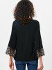Lace Trim Flare Sleeve T-shirt -  