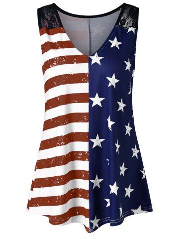 buy lace panel american flag trapeze tank top