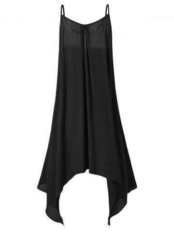 

Lace Panel Plus Size Asymmetrical Slip Dress, Black