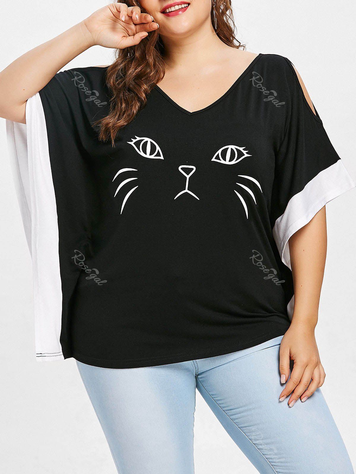 

Plus Size Cat Face Blouse, Black