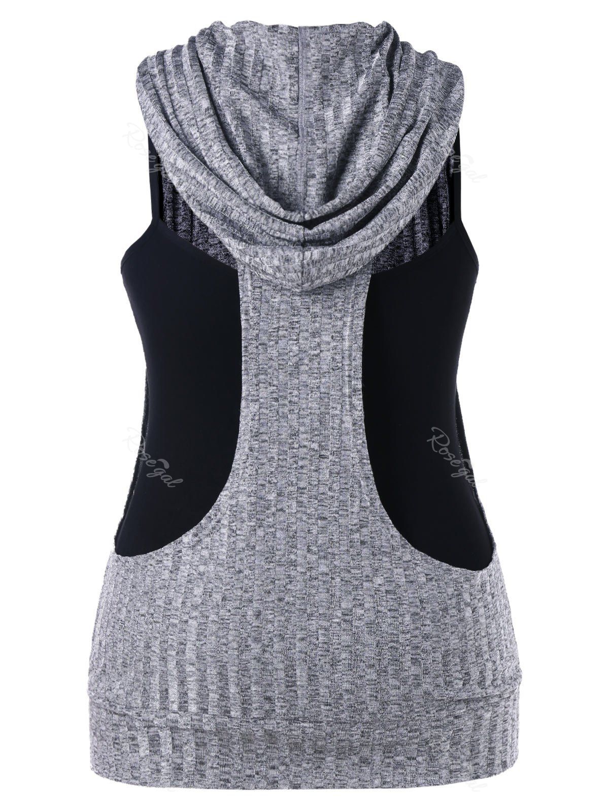 

Plus Size Drawstring Hooded Racerback Tank Top, Gray