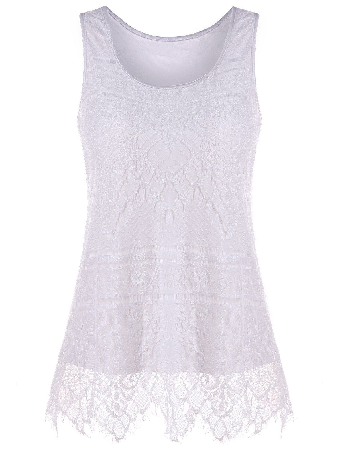 

U Neck Lace Tank Top, White