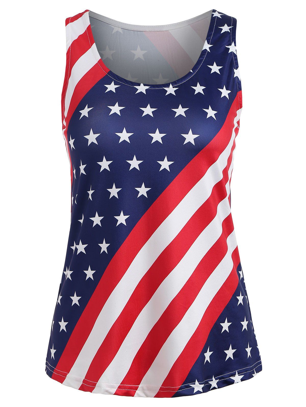

American Flag Print Sleeveless Tank Top, Multi