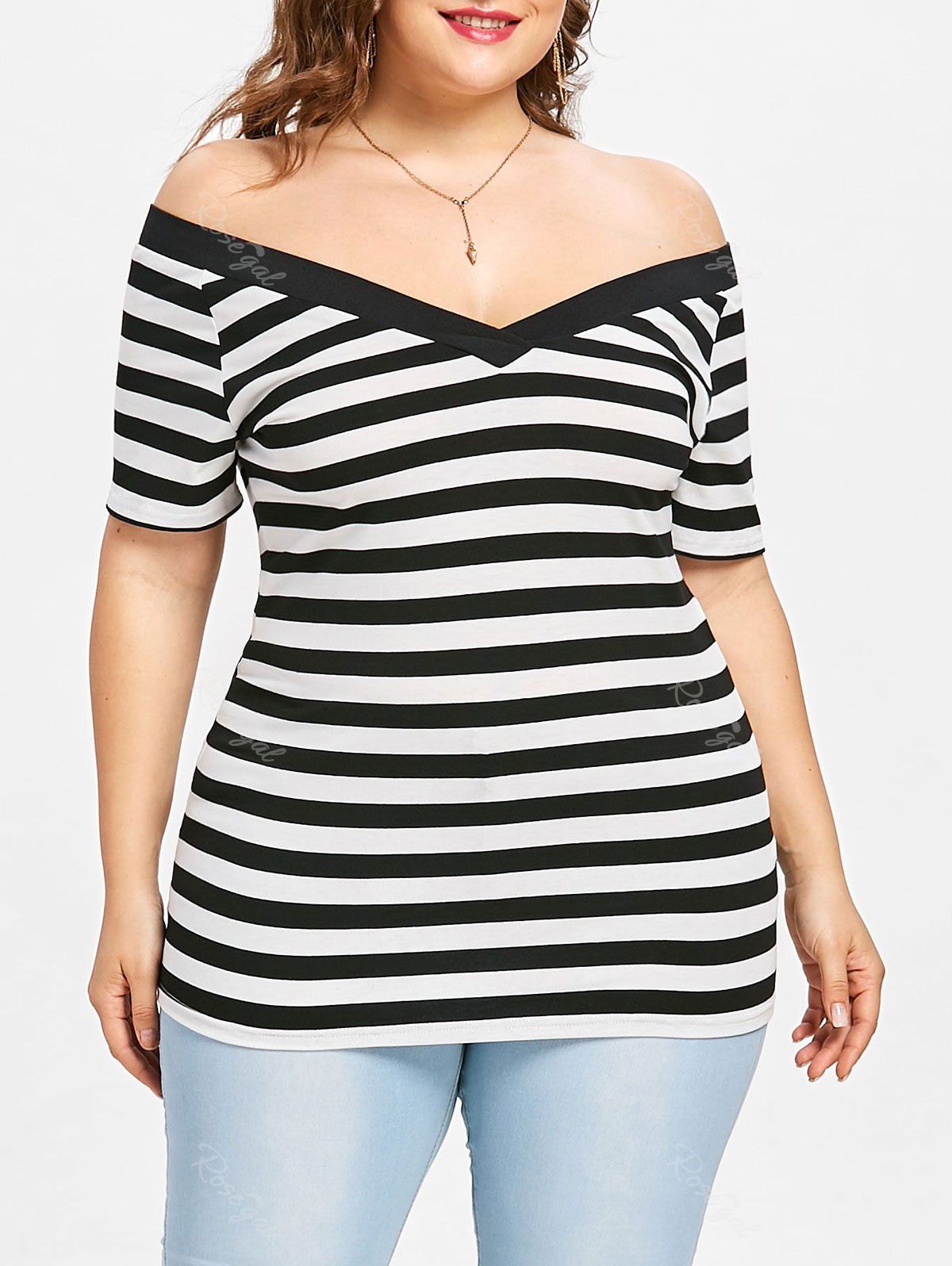 striped plus size shirt