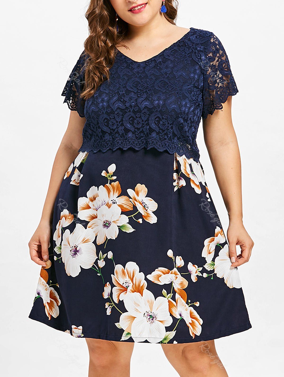 plus size lace overlay top