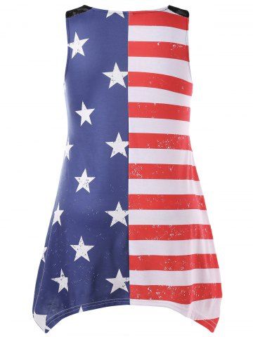 

American Flag Print Plus Size Asymmetric Tank Top, Multi-a