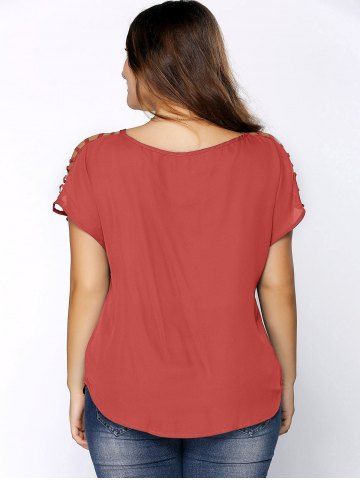 Plus Size V Neck Ripped Sleeve Tee