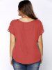 T-shirt Grande Taille Col en V Manches Découpées - Pastèque Rouge 3XL