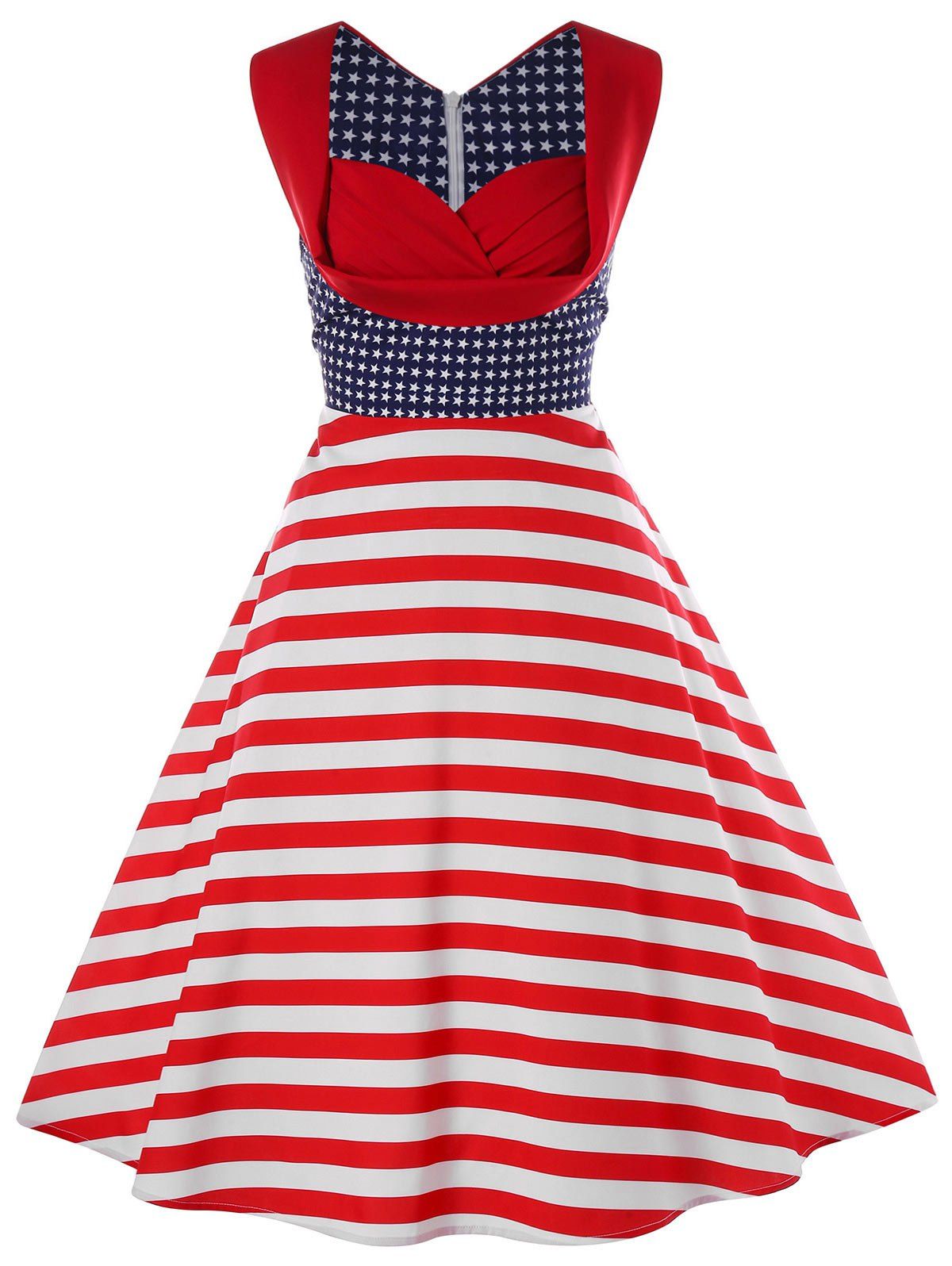[38% OFF] Patriotic Vintage Swing Dress | Rosegal