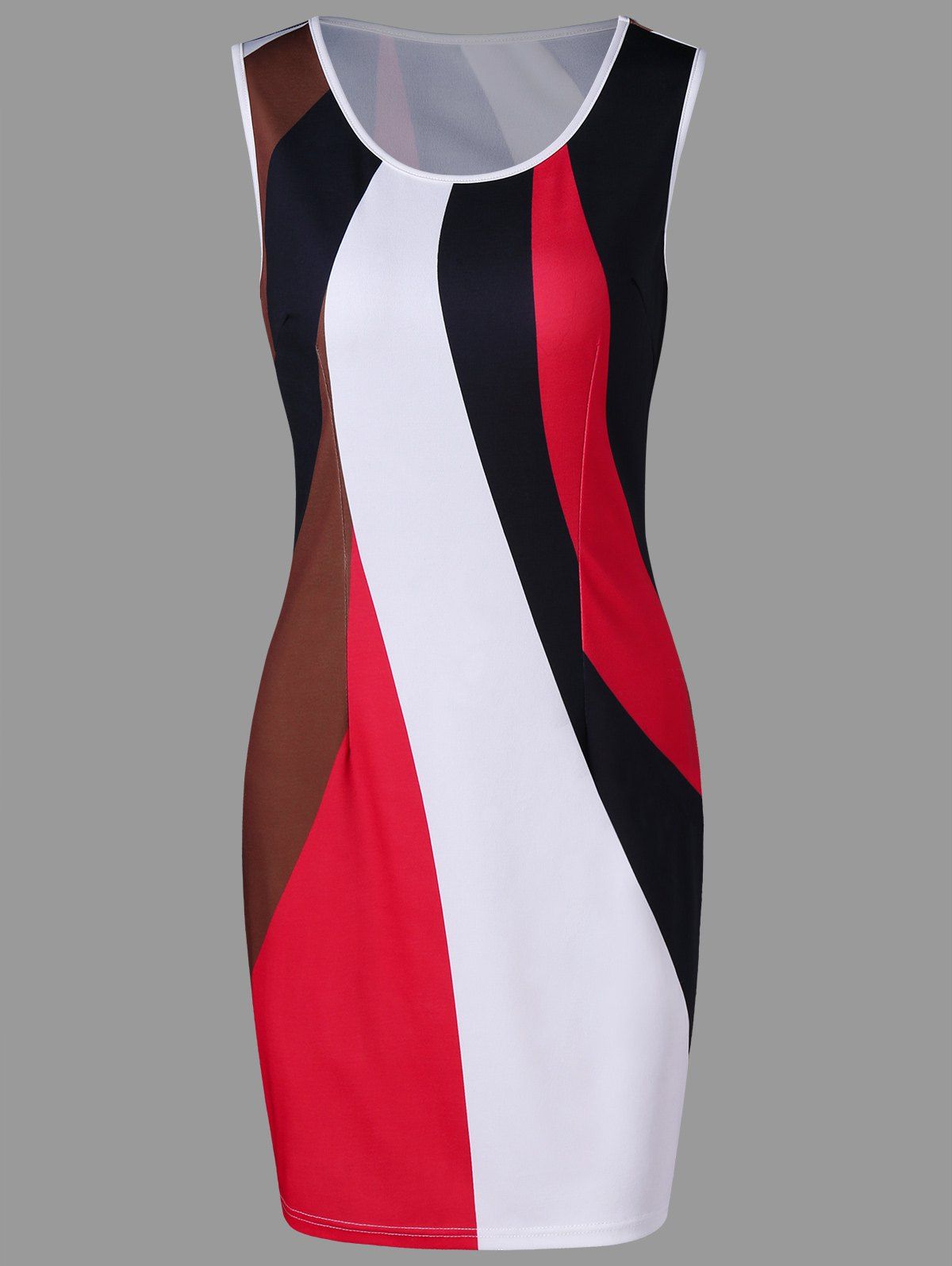 

Color Contrast Sleeveless Pencil Dress, Colormix