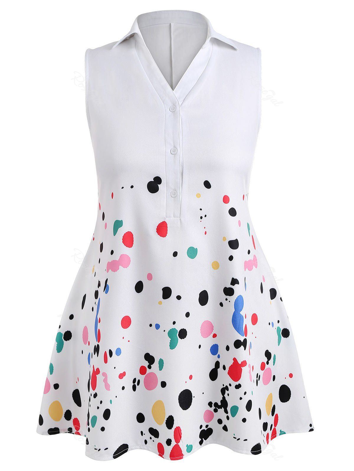 

Plus Size Splash Print Sleeveless Top, White