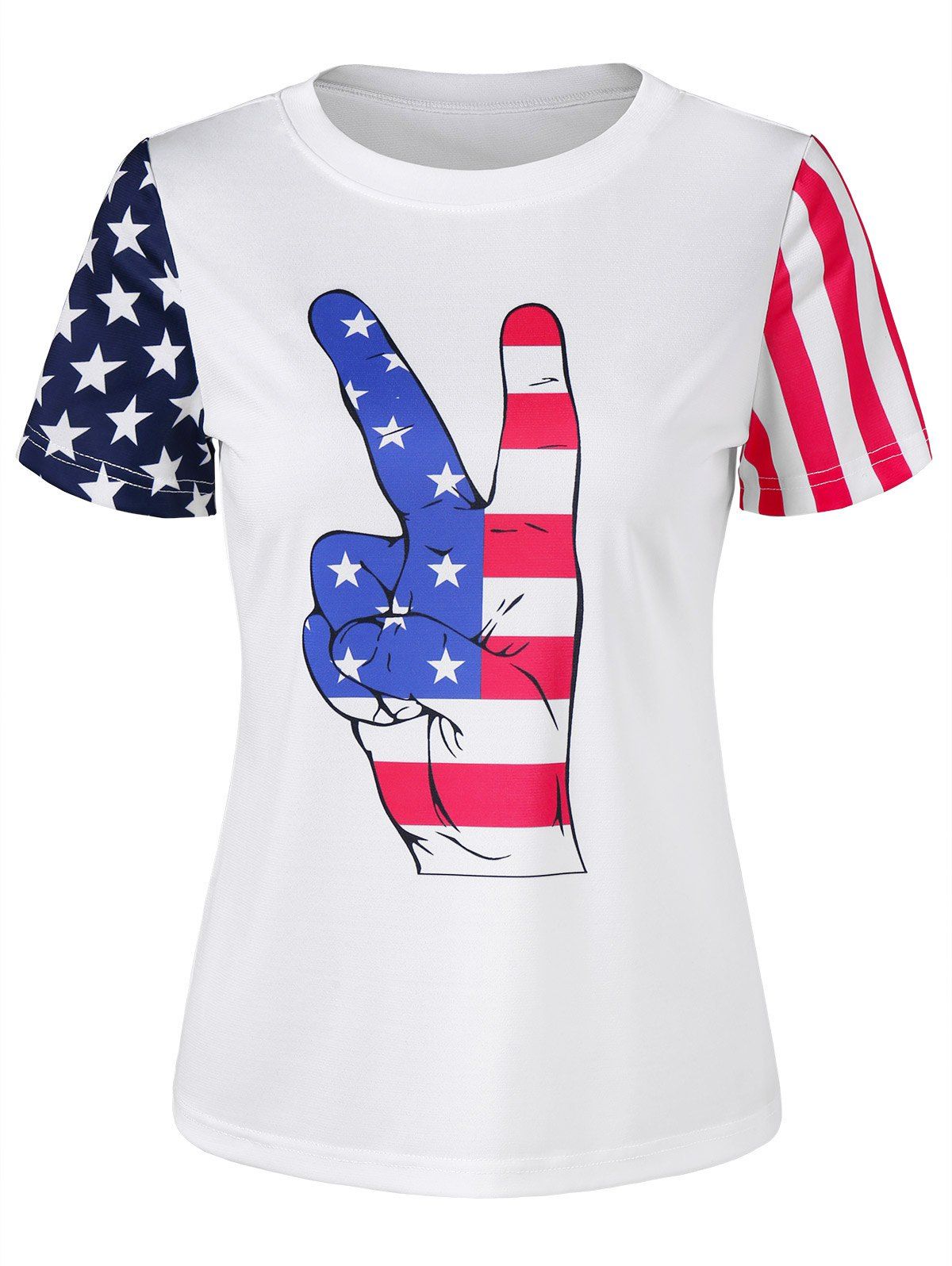 

American Flag Gesture Print T-shirt, White