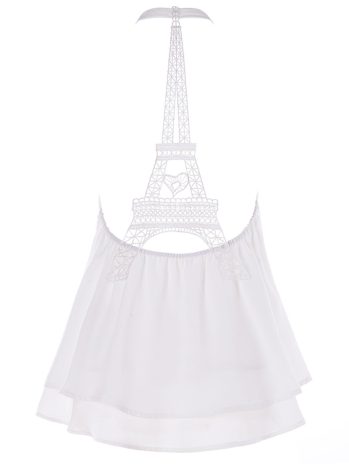 

Halter Eiffel Tower Hollow Out Swing Tank Top, White