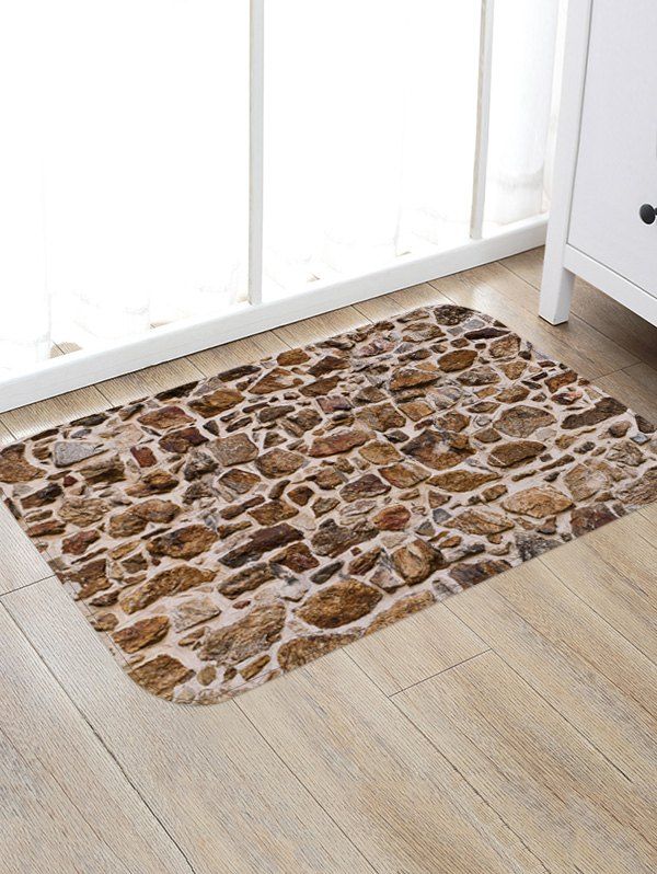 

Stones Printed Antiskid Floor Mat, Brown