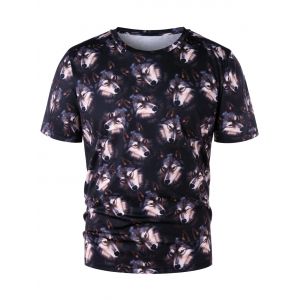 

Short Sleeve 3D Dog Print Tee, Black
