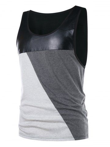 

Color Block PU Leather Panel Tank Top, Colormix