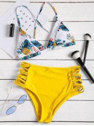 Ensemble Bikini à Imprimé Tropical à Taille Haute -  